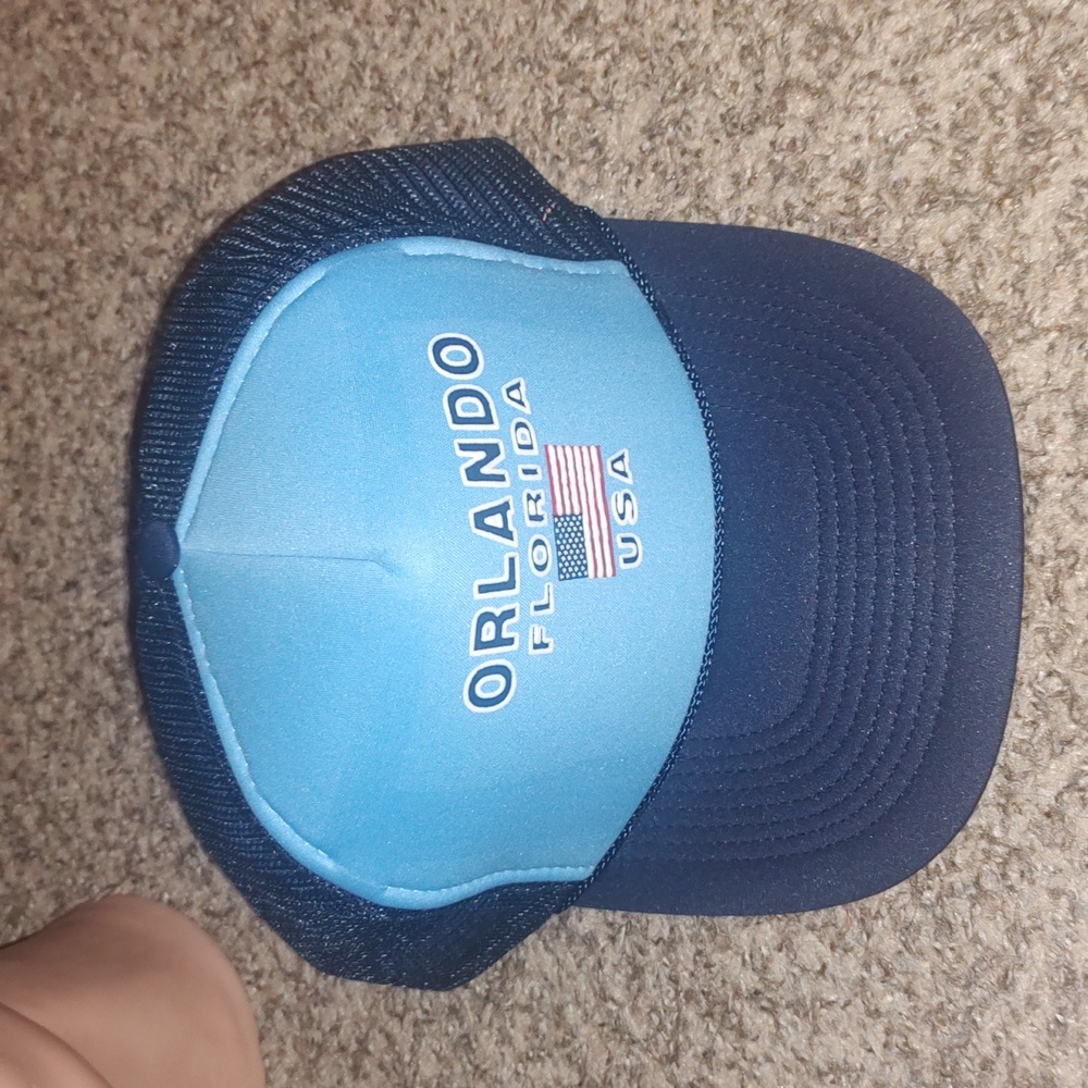 Vtg Nissun Orlando Florida USA Trucker Mesh Snapback Blue Hat